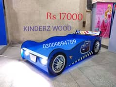 car bed with front and floor led light (KINDERZ WOOD)