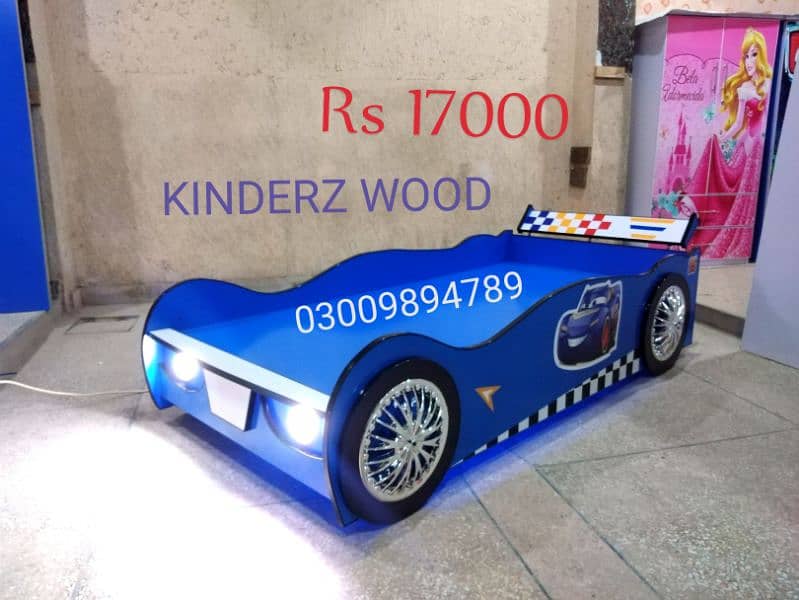 car bed with front and floor led light (KINDERZ WOOD) 0