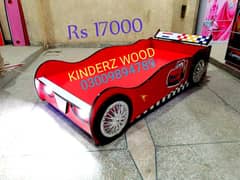 car bed with front and floor led light (KINDERZ WOOD)
