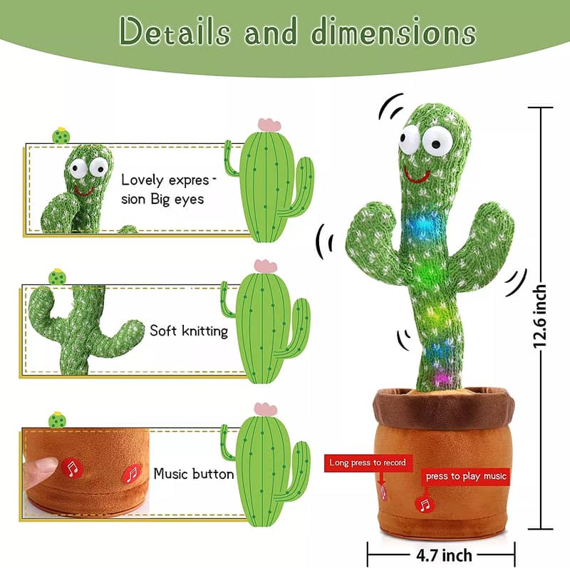 Rechargeable Dancing Cactus Talking Toy's, Wriggle Singing Cactus 1