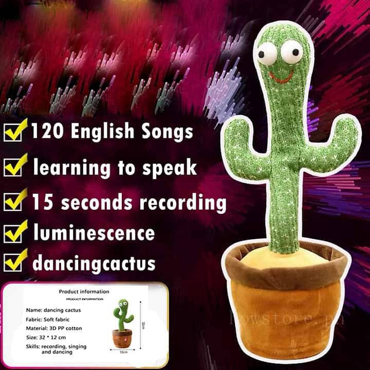 Rechargeable Dancing Cactus Talking Toy's, Wriggle Singing Cactus 5
