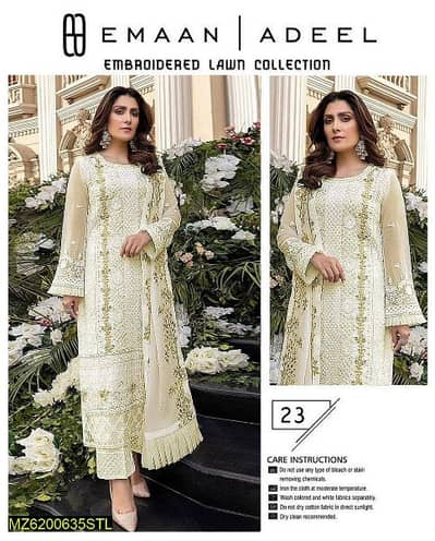 3pcs Emb. Lawn suit Unstitched