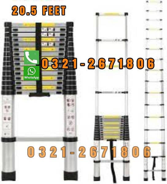 ALMUNIUM TELESCOPIC LADDER 20.5 FT USE FOR CLEANING GYM ,SPORTS  ROOM 0