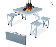 Outdoor Portable Picnic Folding Table With Desk Chairs Set