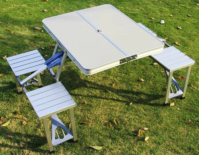 Outdoor Portable Picnic Folding Table With Desk Chairs Set 1