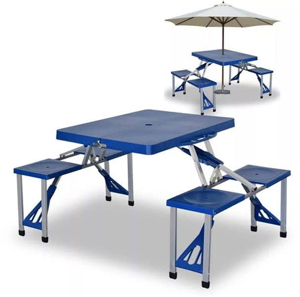 Outdoor Portable Picnic Folding Table With Desk Chairs Set 6
