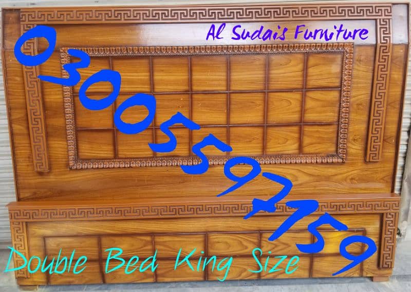 Kingsize double bed solid wood single set furniture home hostel dining 2