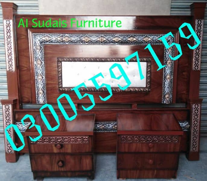 Kingsize double bed solid wood single set furniture home hostel dining 11