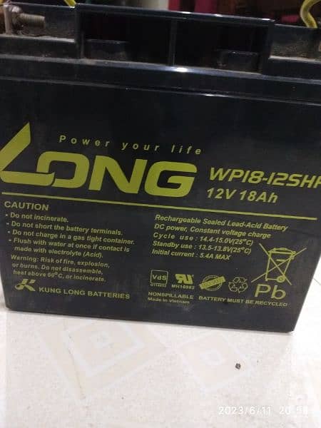 Long 12v 18Ah dry battery 0