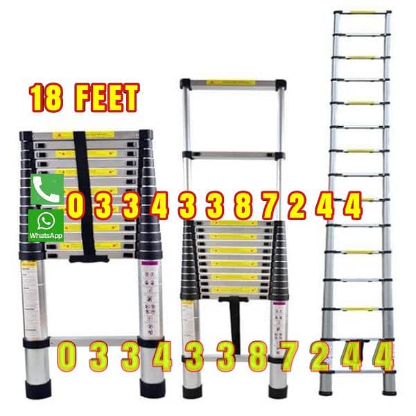 ALMUNIUM SINGLE TELESCOPIC LADDER 18 FT BEST FOR CLEANING AND DUSTING 0