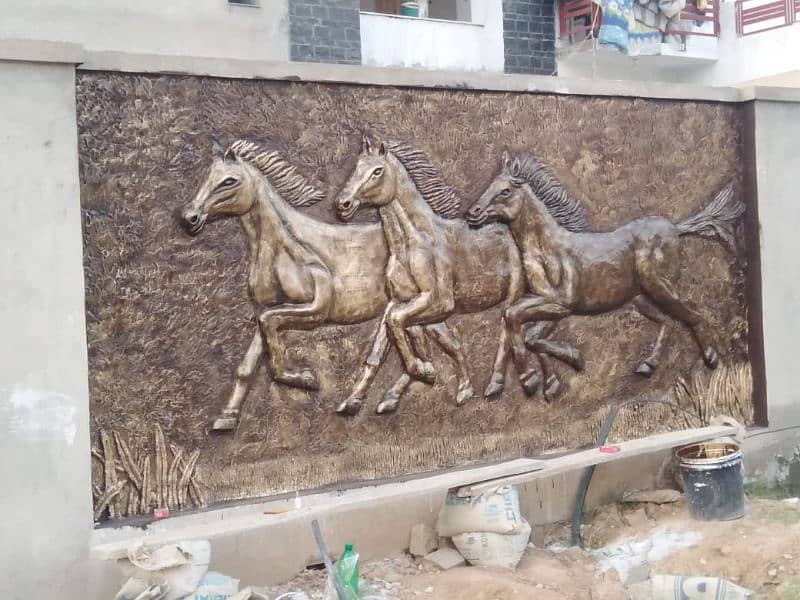 clay sculpture art and Releaf wall art etc. Materials Fiber glass 2