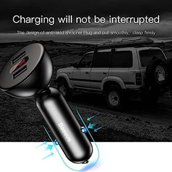 Baseus Shake Head Digital Display Quick Car Charger 4.8A 360deg rotate 3