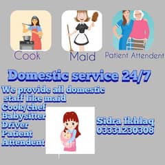 we provide neat and clean maids, cook , babysitter, patient Attendent