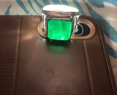 Natural Emerald (Zamarud) stone ring full silver