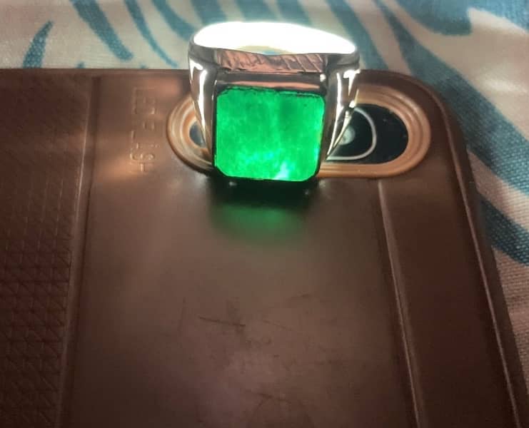 Natural Emerald (Zamarud) stone ring full silver 0