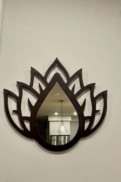 Bold Lotus Mirror | Floral Wooden Decor | Wooden Wall Mirror