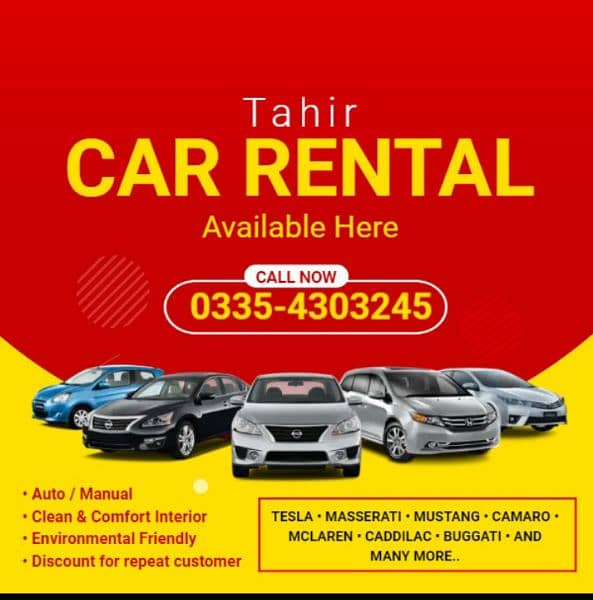 Without Drivers / Tahir Rent A Car 03354303245 2