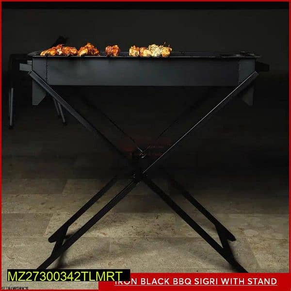 Iron Black BBQ Sigri With Stand 3