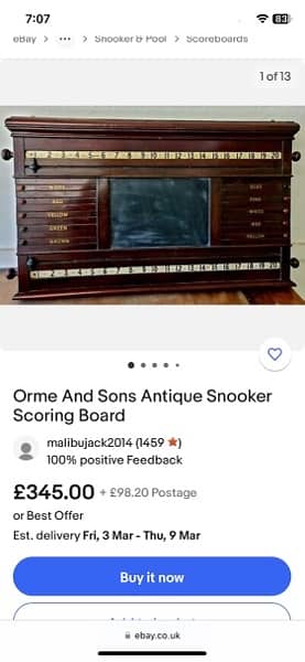 Antique Snooker Scoreboard 0