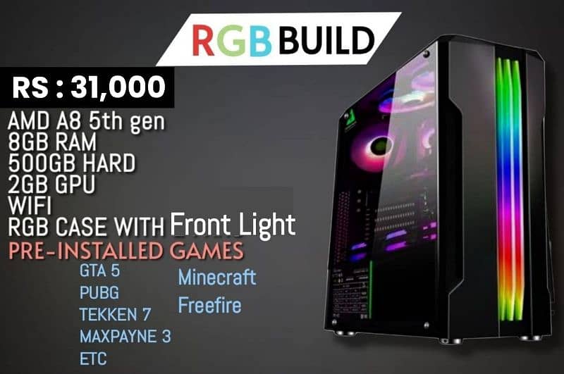 Gaming Pc/best for gta5 pubg/gaming system/RGB gaming pc 4