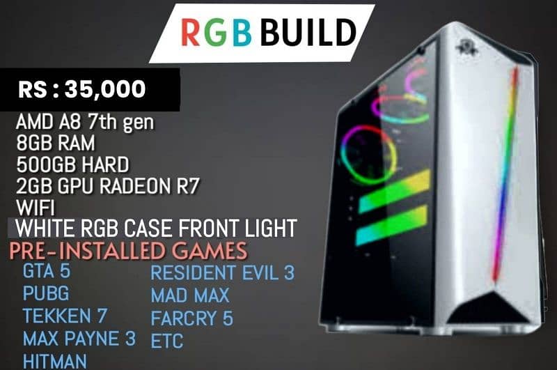 Gaming Pc/best for gta5 pubg/gaming system/RGB gaming pc 6