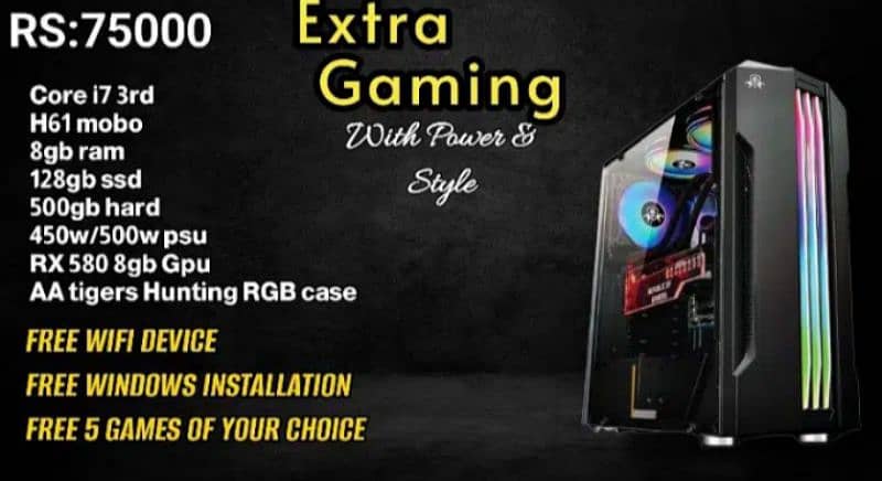 Gaming Pc/best for gta5 pubg/gaming system/RGB gaming pc 8