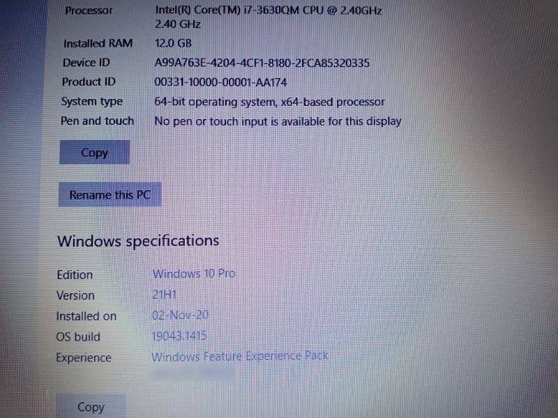 Toshiba Satelite C850-B635 Core i7 3rd Gen laptop 128SSD/500GB/12GB 15