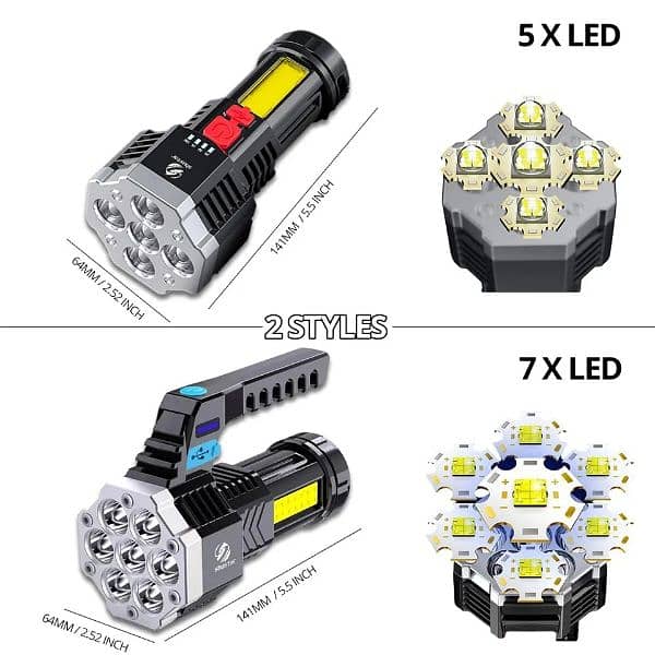 High Power Rechargeable Led Flashlights 7LED Camping Torch Wit 1