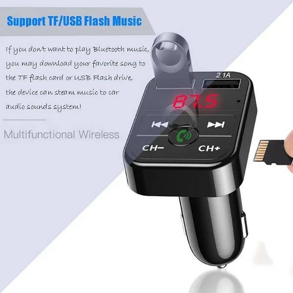 Car Mp3 Bluetooth Receiver Player Handsfree Call Fm Card Inse 2