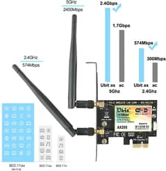 Ubit AX200 PCIE WiFi 6 Card 2974 Mbps Dual Band 5GHz/2.4GHz 0