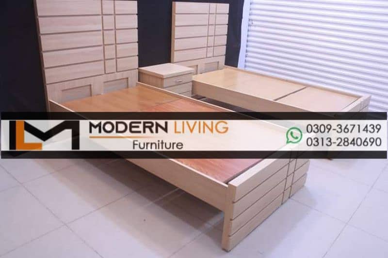 New stylish 2 single bed one side tabel 0