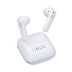 Enkor LilyPods semi-in-ear true wireless dynamic noise-canceling.
