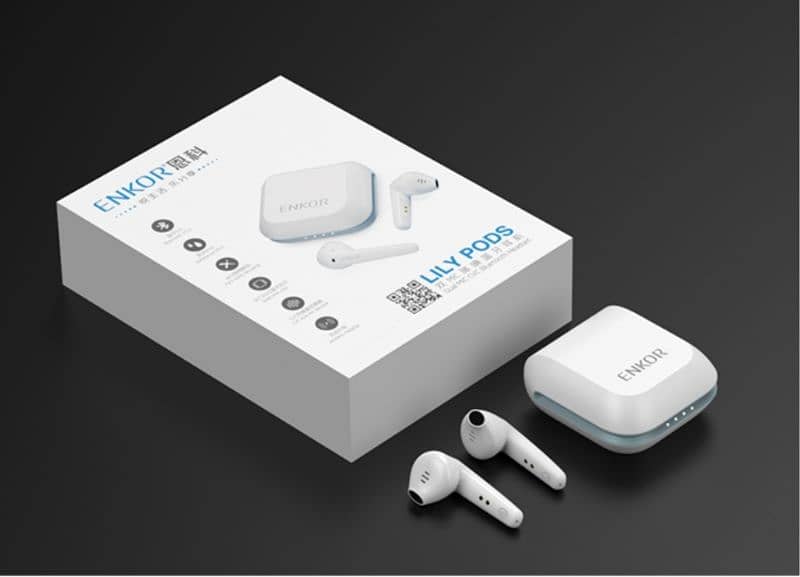 Enkor LilyPods semi-in-ear true wireless dynamic noise-canceling. 3