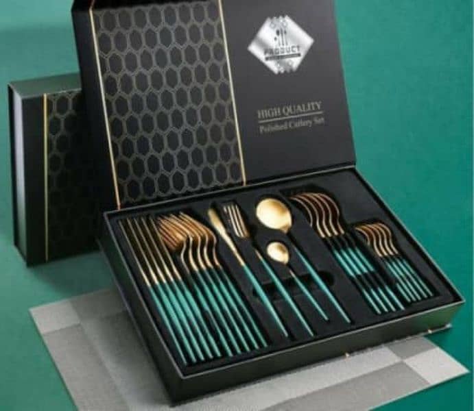 New Golden Black Stenless steel Cutlery Set 2
