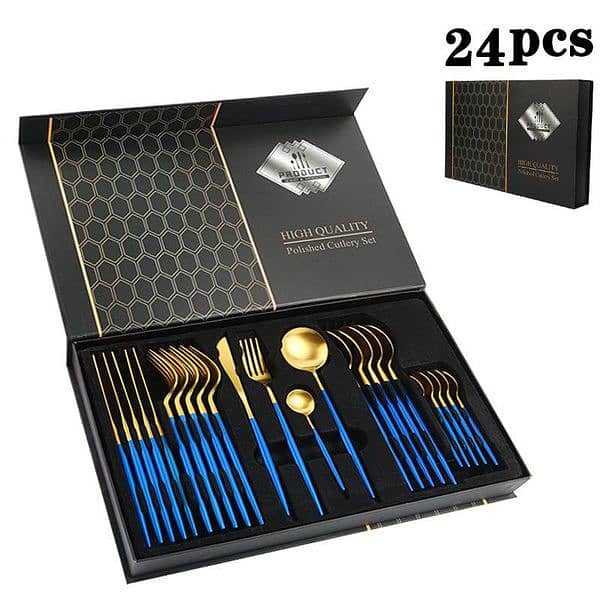 New Golden Black Stenless steel Cutlery Set 3