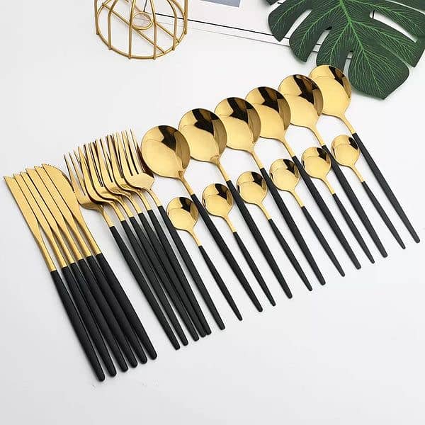 New Golden Black Stenless steel Cutlery Set 7