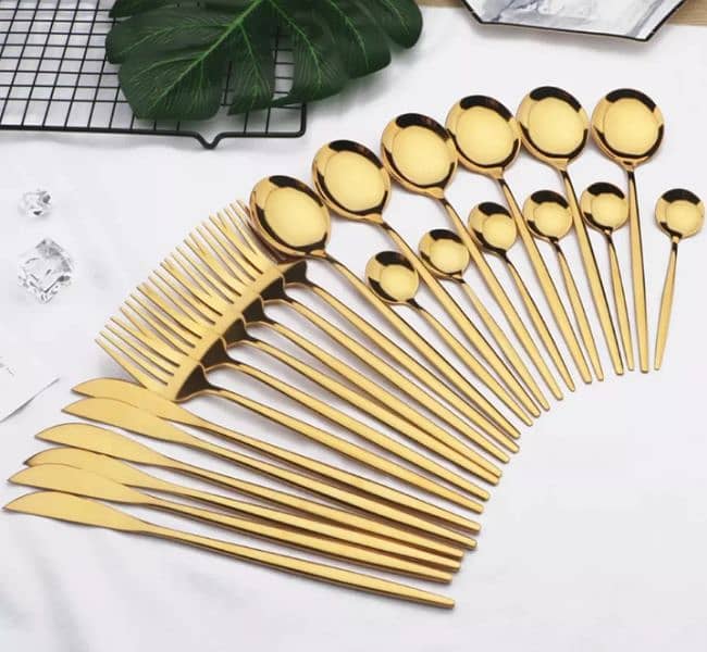 New Golden Black Stenless steel Cutlery Set 8