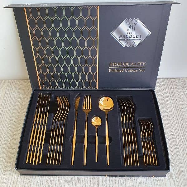 New Golden Black Stenless steel Cutlery Set 9
