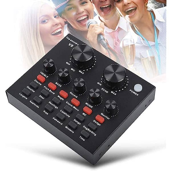 V8 Audio Sound Card Live streaming sound effects,audio mixing vocalist 3