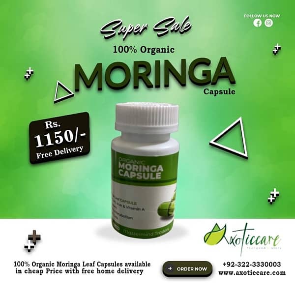 100% Organic Moringa Leaf Capsules 0