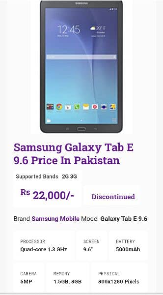 Samsung Tablet Galaxy Tab E 5