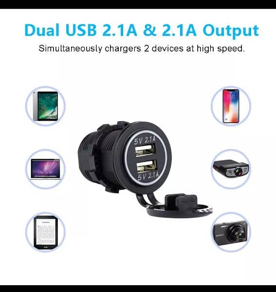 Dual USB Ports Dashboard Mount Fast Charger 5V for Toyota Car 6
