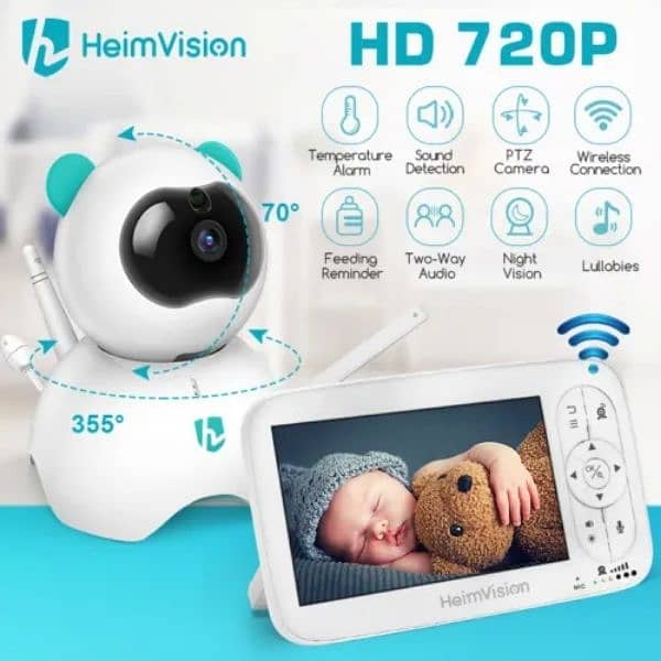 HeimVision Video wifi Baby Monitor Camera 5'' LCD Display 12