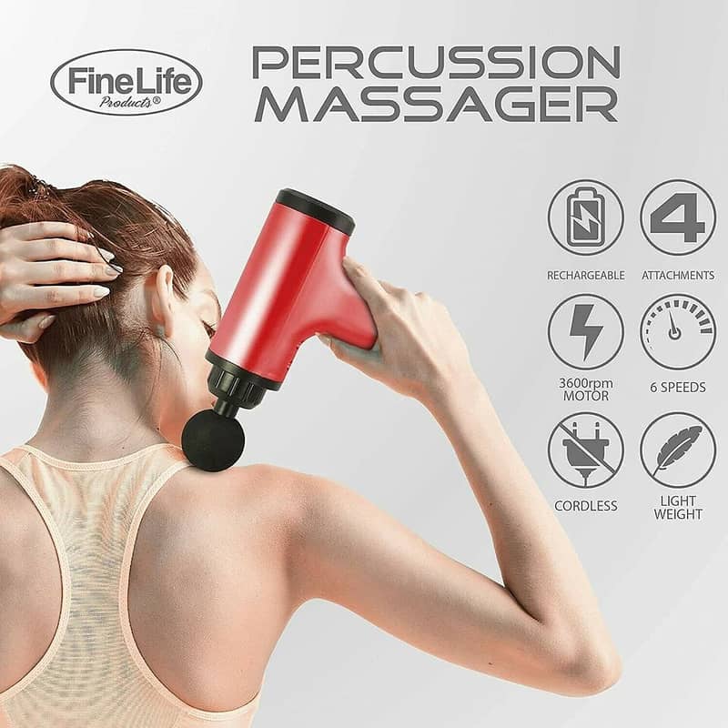 FineLife Products Deep Tissue Percussion Red Massage Gun 3