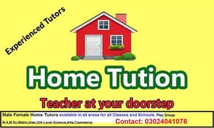 Home Tuition Male Female Teachers/Tutors available for all Classes