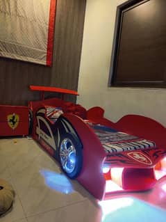 Boys Car Bed with Matress and Side Table