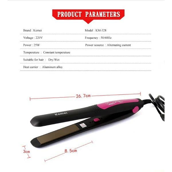 KM-328 Kemei Flat Iron Professional Hair Straightener 3