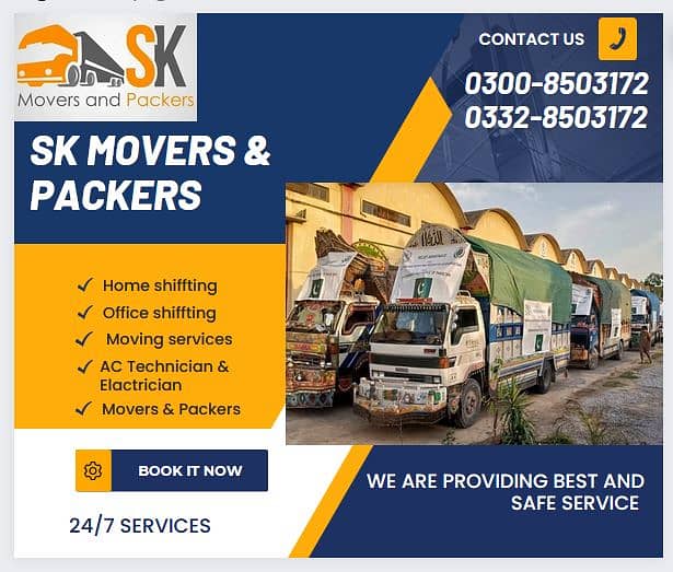 SK Movers| Packing & Relocation Services 0332-8503172 0300-8503172 8