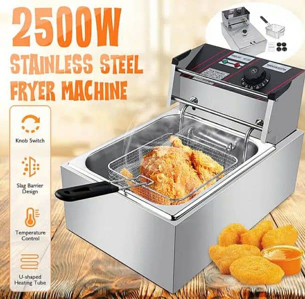 6.0 LITER DEEP FRYER ELECTRIC PURE STEEL FRYING MACHINE 2500W ORIGINAL 2