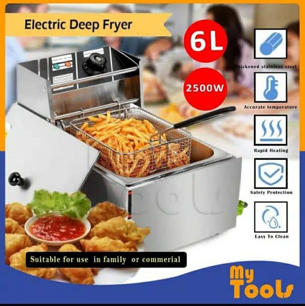 6.0 LITER DEEP FRYER ELECTRIC PURE STEEL FRYING MACHINE 2500W ORIGINAL 12